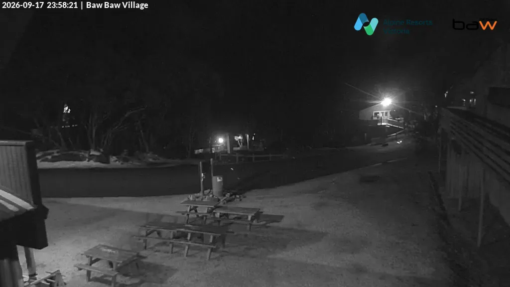 Mt Baw Baw Baw Baw Village snow cam captured at 17 September 2026 at 11:59 pm AEST