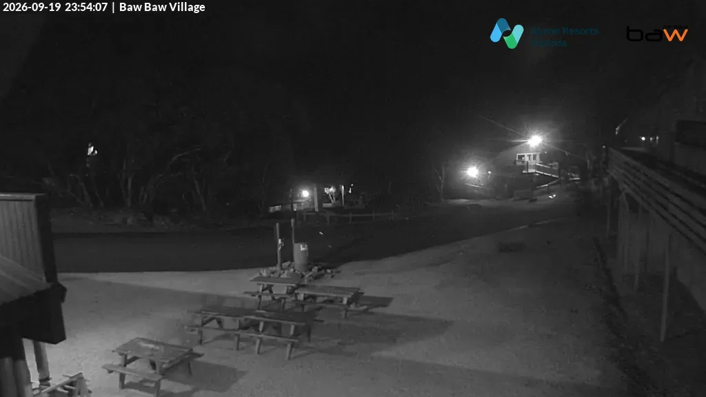 Mt Baw Baw Baw Baw Village snow cam captured at 19 September 2026 at 11:54 pm AEST
