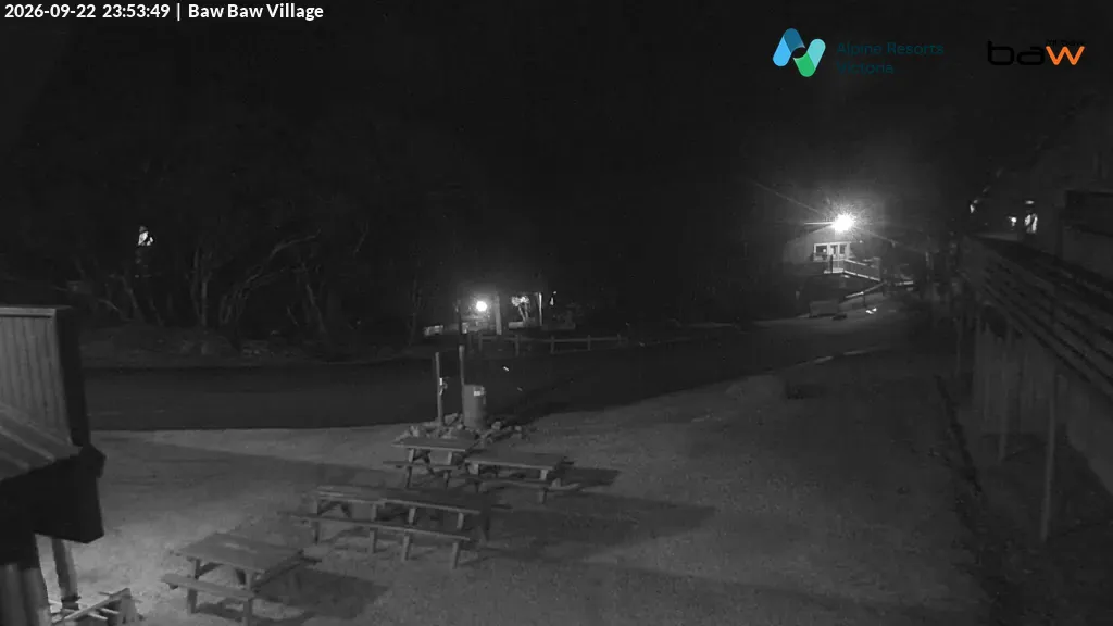 Mt Baw Baw Baw Baw Village snow cam captured at 22 September 2026 at 11:54 pm AEST