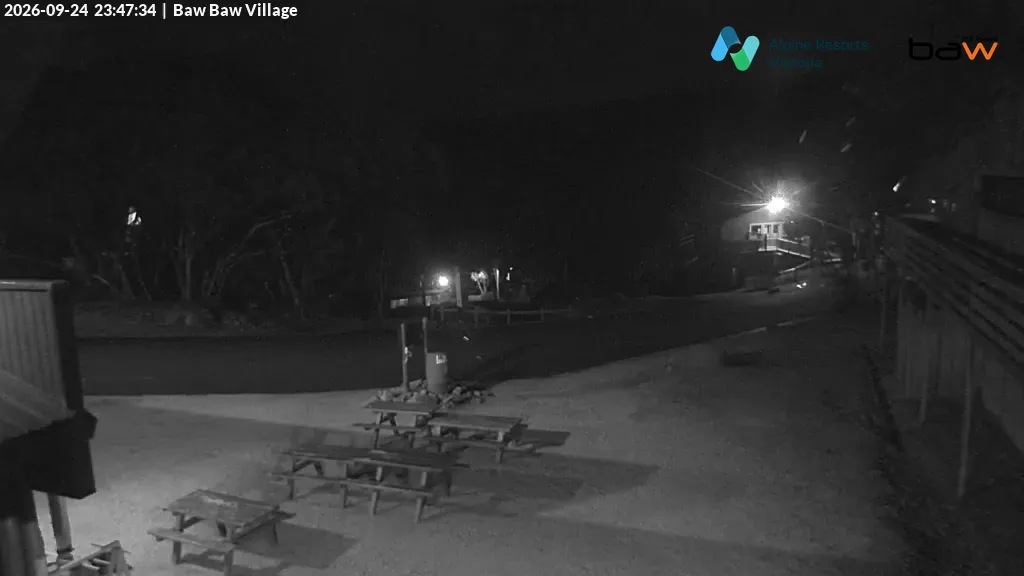Mt Baw Baw Baw Baw Village snow cam captured at 24 September 2026 at 11:49 pm AEST