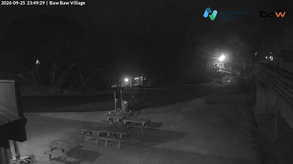 Mt Baw Baw Baw Baw Village snow cam captured at 25 September 2026 at 11:50 pm AEST