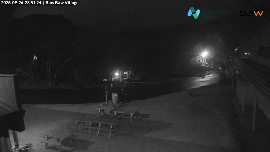 Mt Baw Baw Baw Baw Village snow cam captured at 26 September 2026 at 11:51 pm AEST