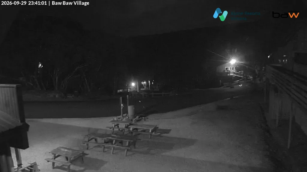 Mt Baw Baw Baw Baw Village snow cam captured at 29 September 2026 at 11:41 pm AEST