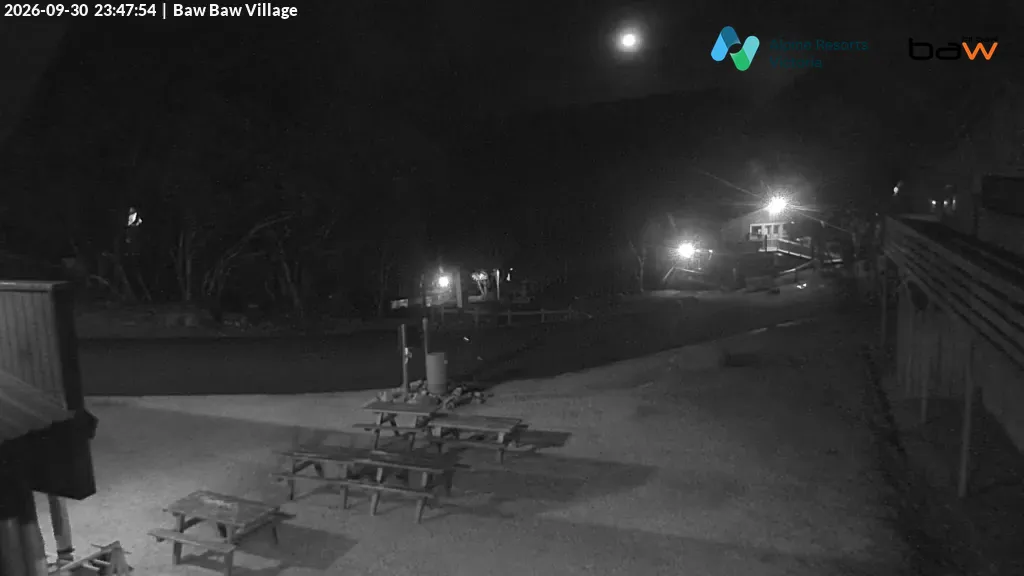 Mt Baw Baw Baw Baw Village snow cam captured at 30 September 2026 at 11:49 pm AEST
