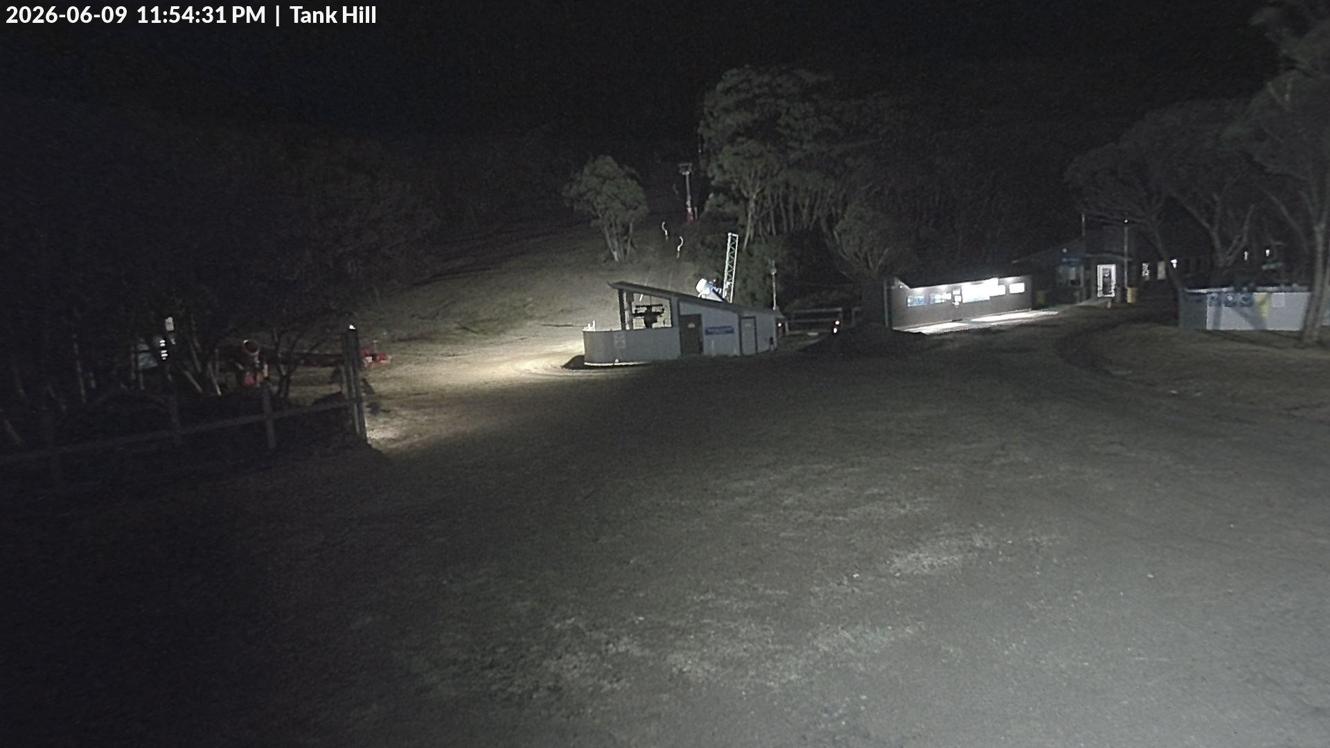 Mt Baw Baw Tank Hill snow cam captured at 9 June 2026 at 11:58 pm AEST