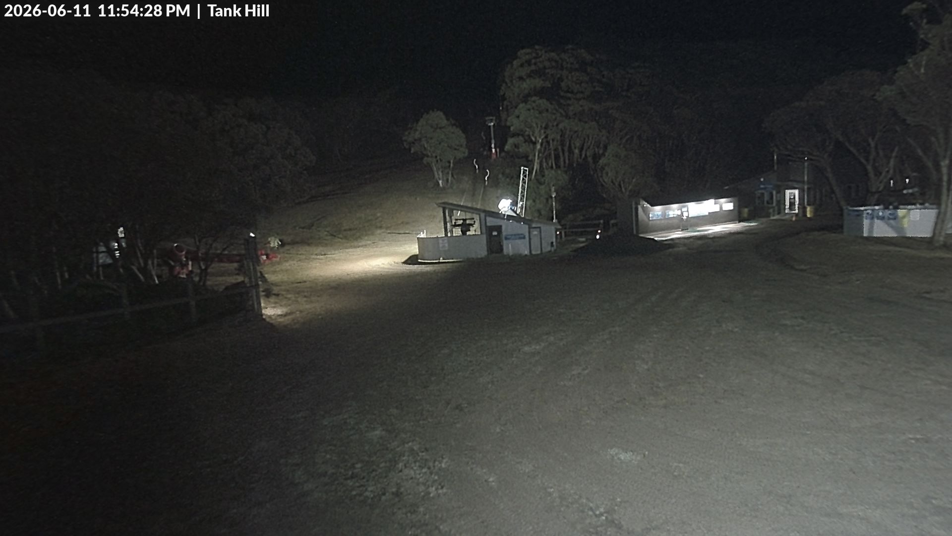 Mt Baw Baw Tank Hill snow cam captured at 11 June 2026 at 11:57 pm AEST