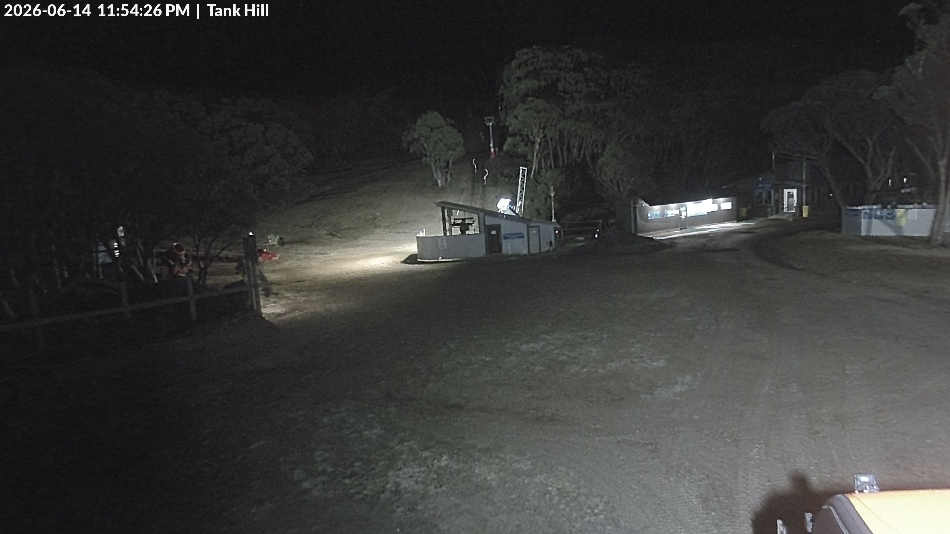 Mt Baw Baw Tank Hill snow cam captured at 14 June 2026 at 11:57 pm AEST