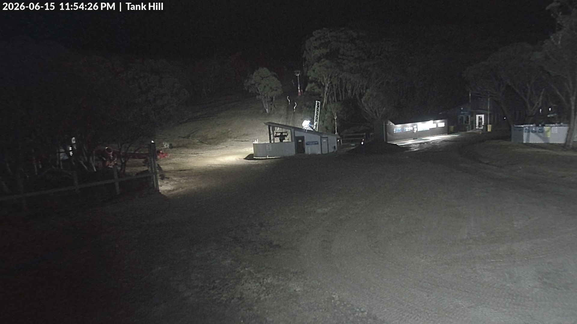 Mt Baw Baw Tank Hill snow cam captured at 15 June 2026 at 11:57 pm AEST