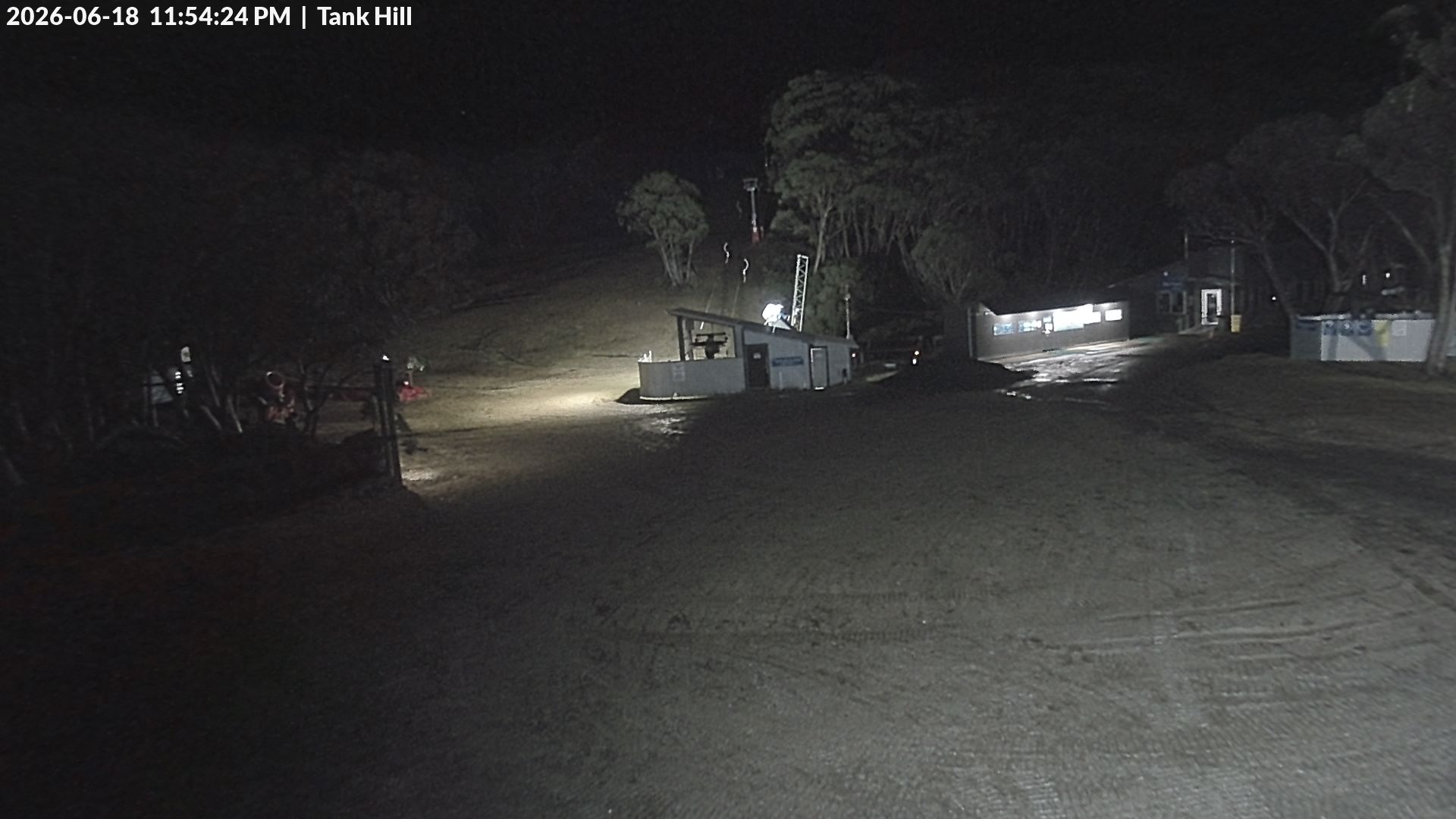 Mt Baw Baw Tank Hill snow cam captured at 18 June 2026 at 11:57 pm AEST
