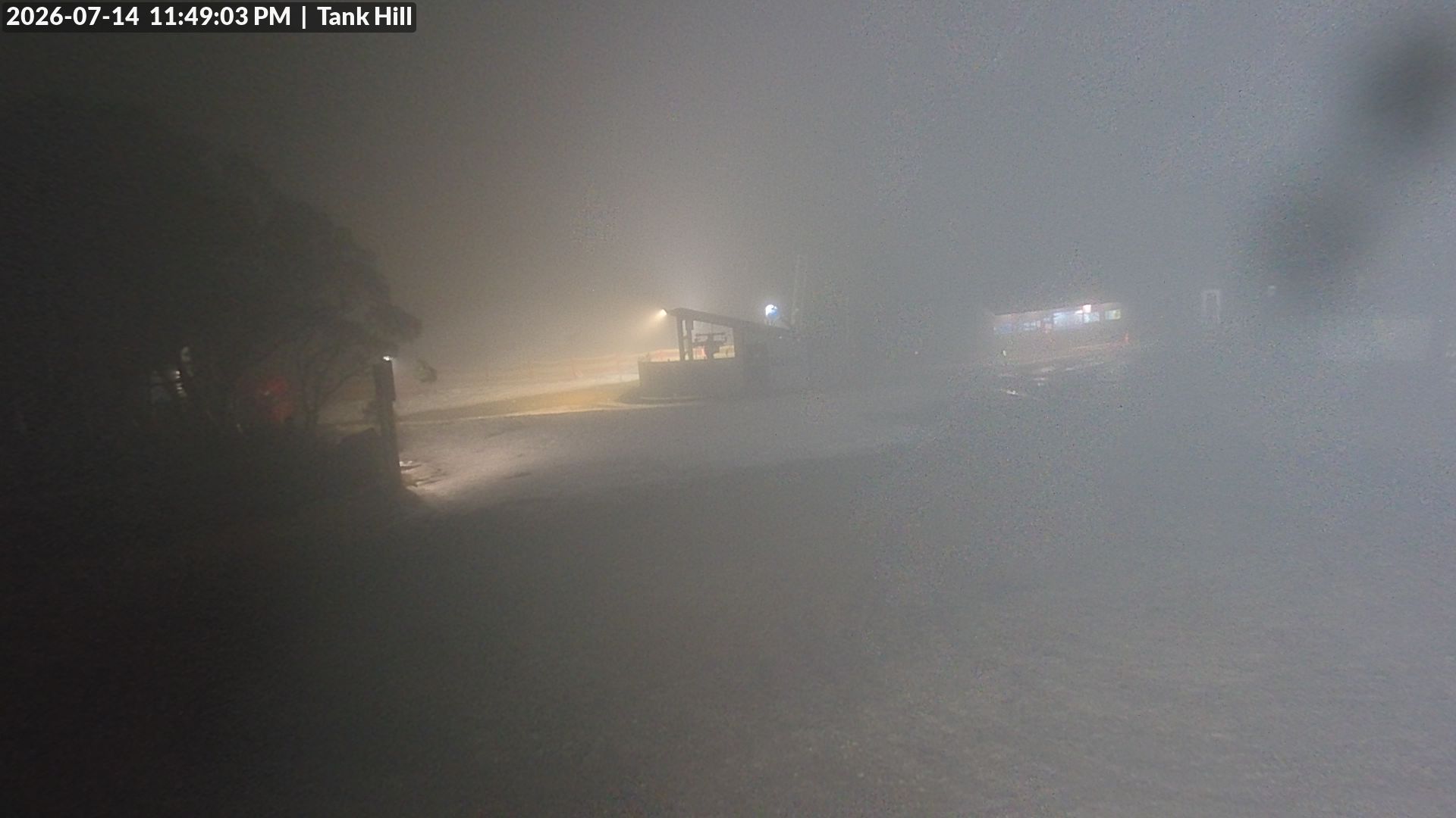 Mt Baw Baw Tank Hill snow cam captured at 14 July 2026 at 11:53 pm AEST