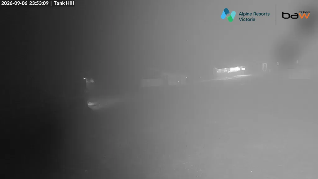 Mt Baw Baw Tank Hill snow cam captured at 6 September 2026 at 11:54 pm AEST
