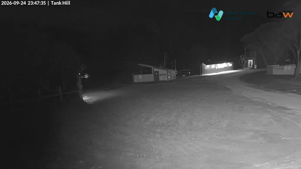 Mt Baw Baw Tank Hill snow cam captured at 24 September 2026 at 11:49 pm AEST