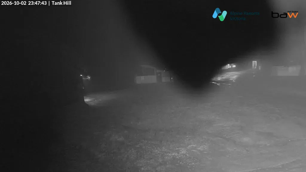 Mt Baw Baw Tank Hill snow cam captured at 2 October 2026 at 11:49 pm AEST