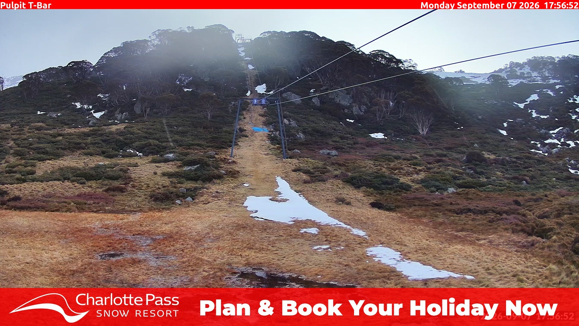 Charlotte Pass Pulpit T-Bar snow cam captured at 7 September 2026 at 5:58 pm AEST