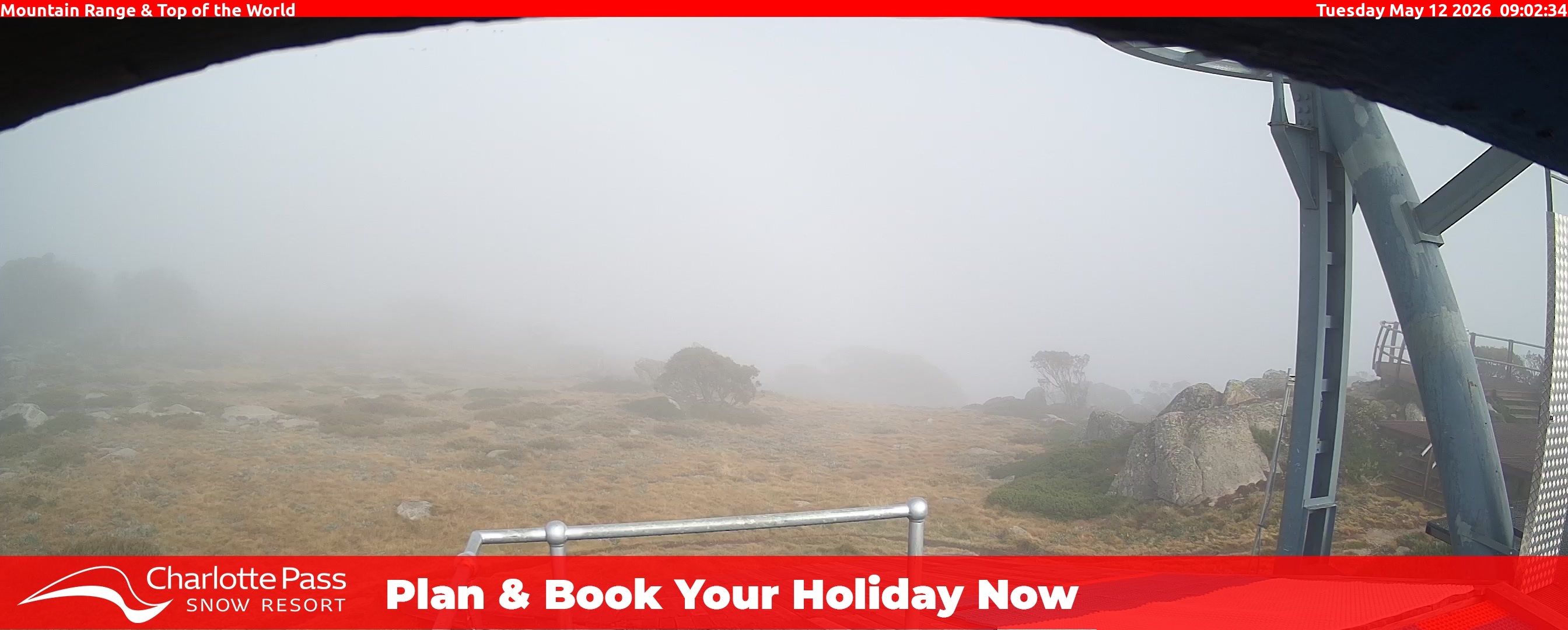 Charlotte Pass Mountain Range and Top of the World snow cam captured at 7 June 2026 at 11:05 pm AEST
