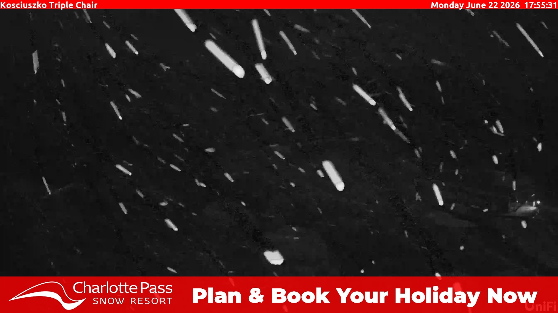 Charlotte Pass Kosciuszko Triple Chair snow cam captured at 22 June 2026 at 6:00 pm AEST