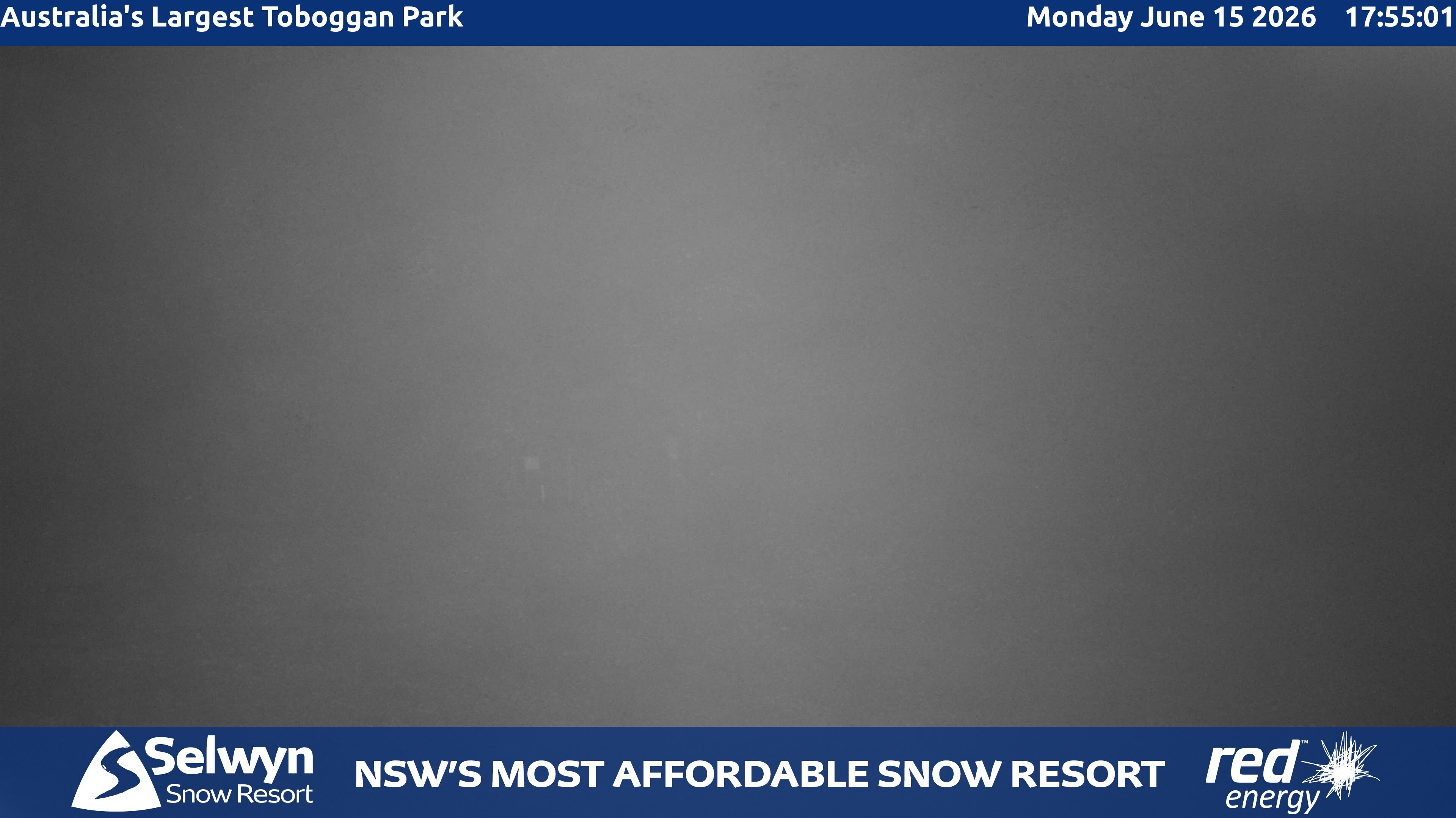 Selwyn Snow Resort Toboggan Park snow cam captured at 15 June 2026 at 5:59 pm AEST