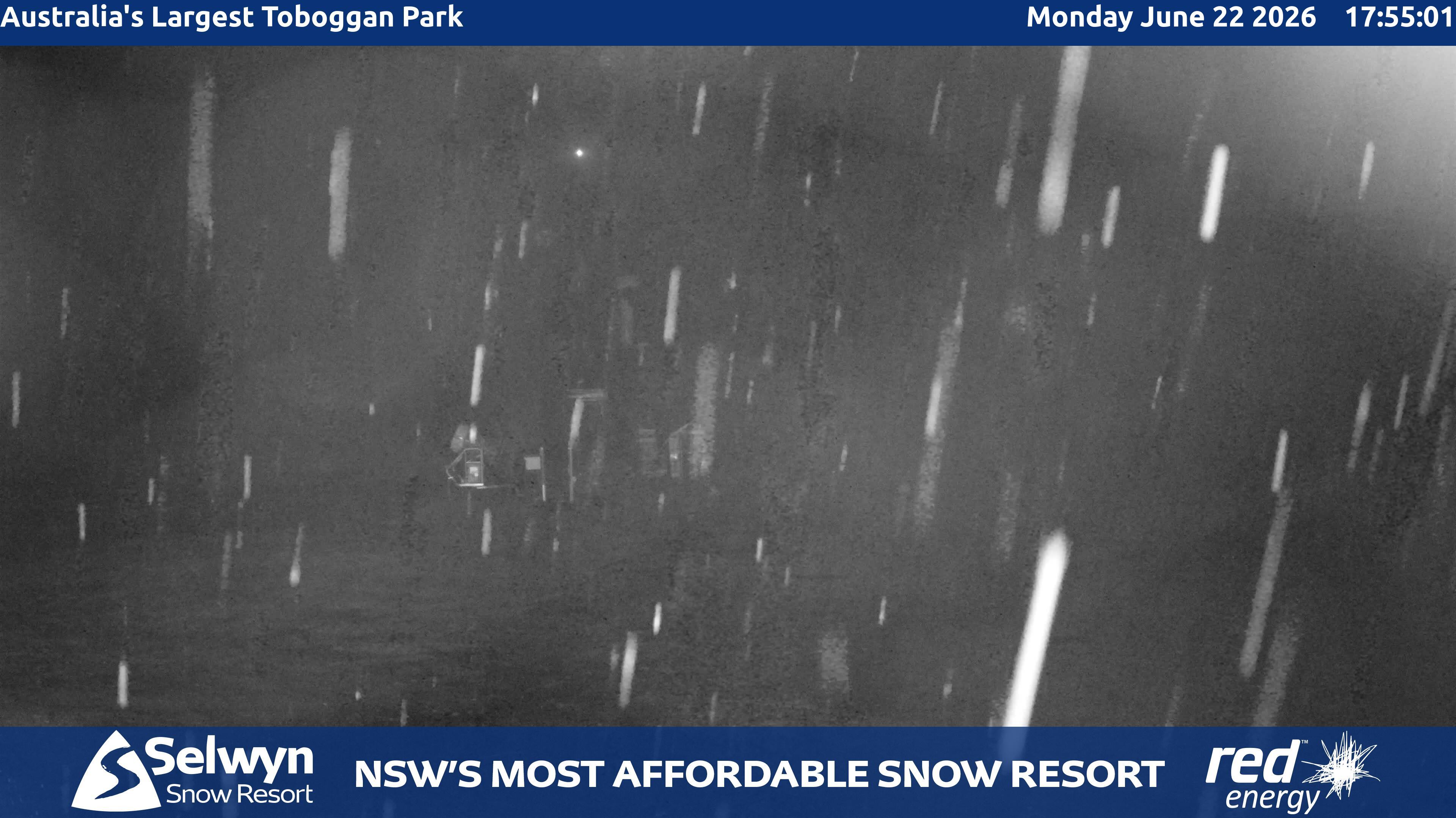 Selwyn Snow Resort Toboggan Park snow cam captured at 22 June 2026 at 6:00 pm AEST