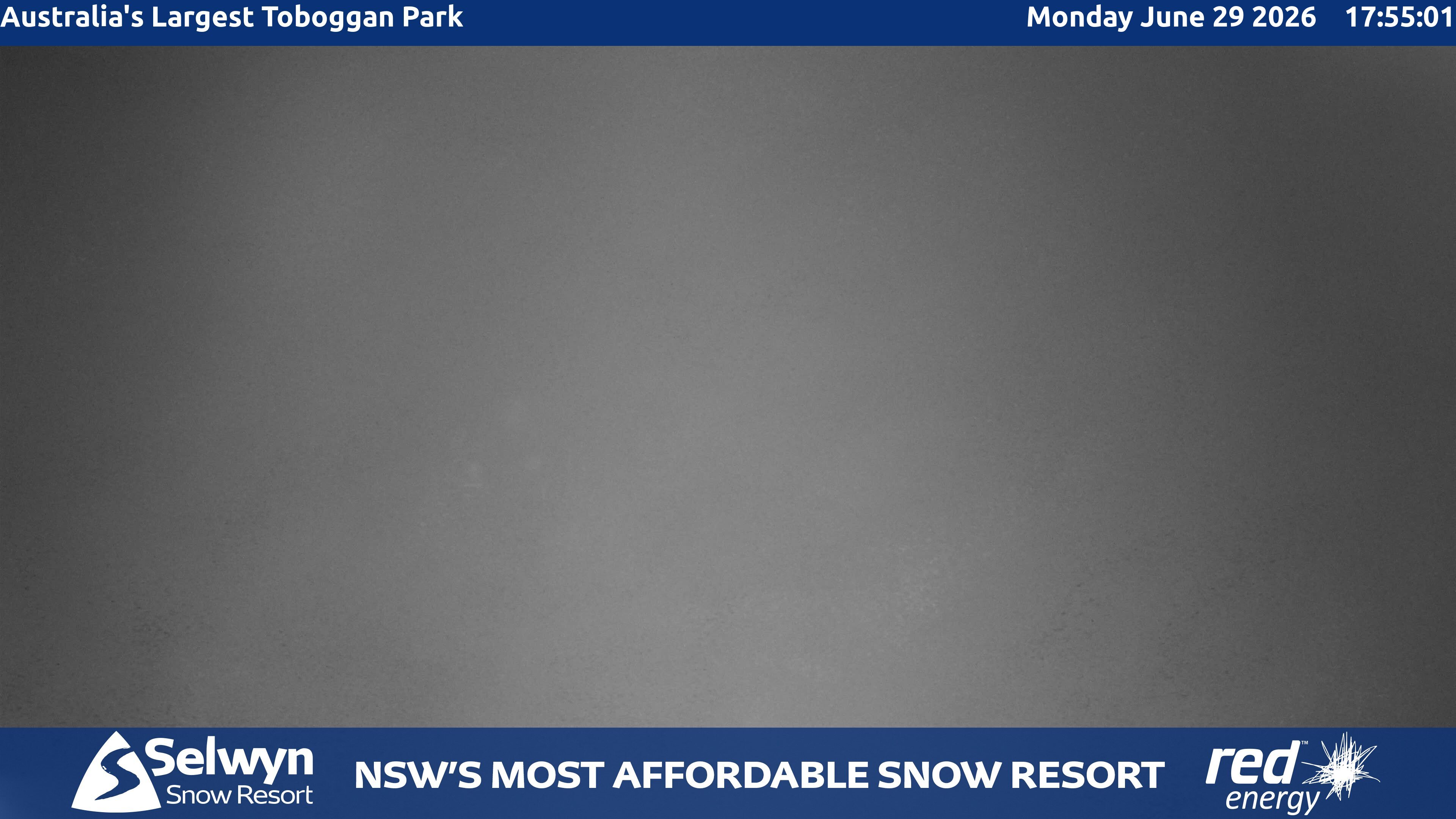 Selwyn Snow Resort Toboggan Park snow cam captured at 29 June 2026 at 5:58 pm AEST