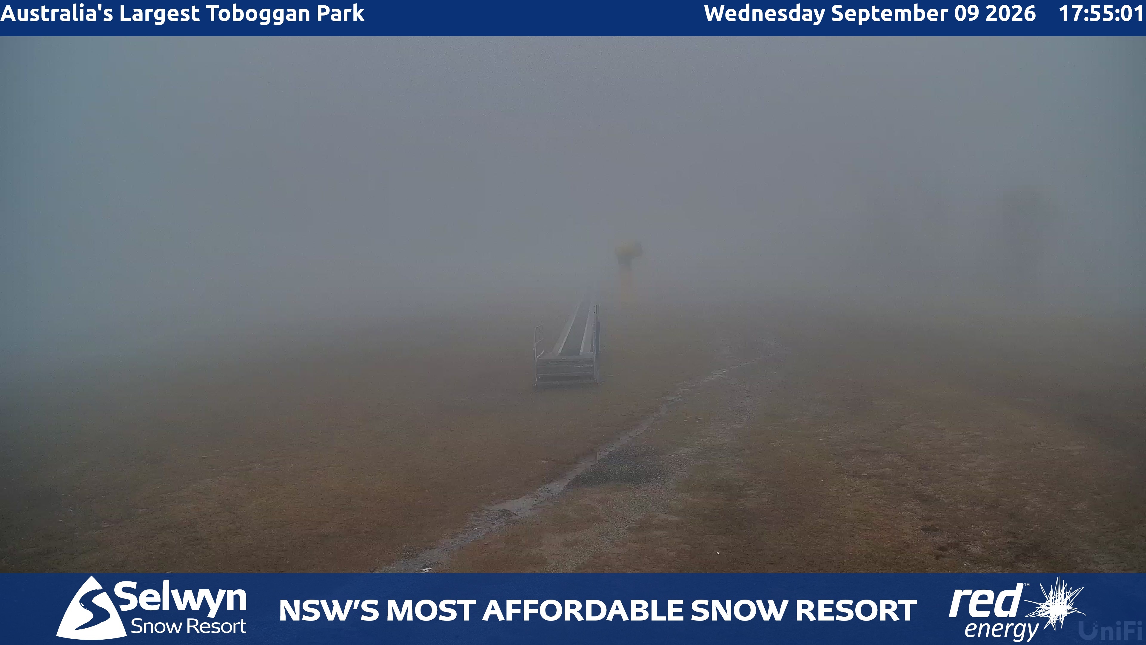Selwyn Snow Resort Toboggan Park snow cam captured at 9 September 2026 at 5:59 pm AEST