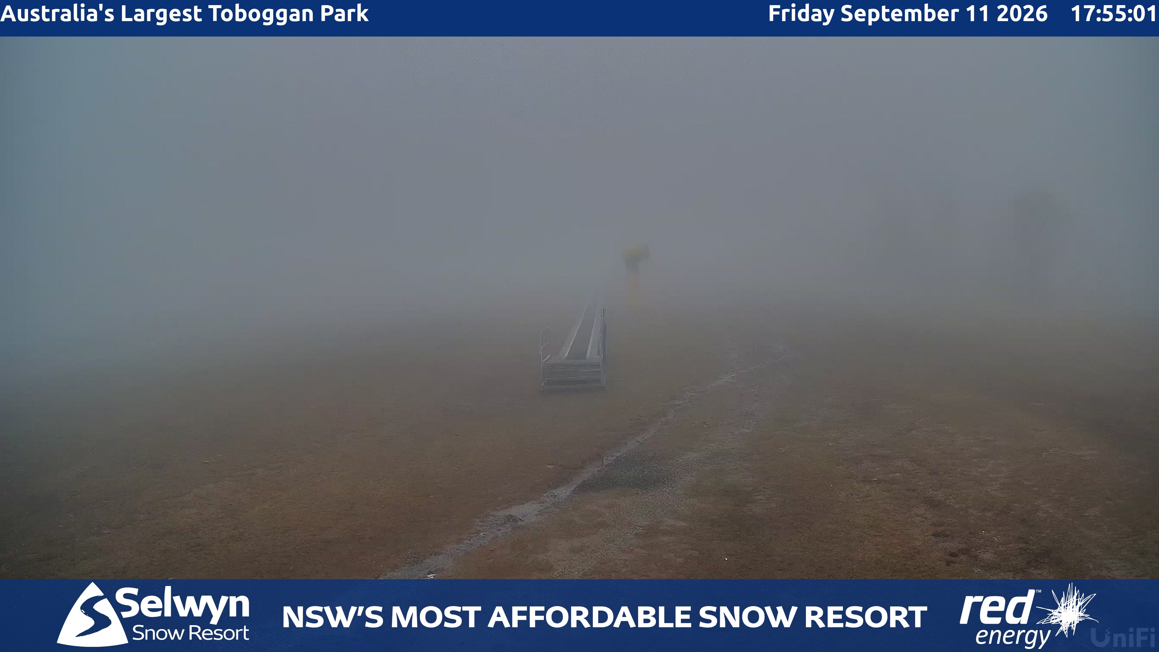 Selwyn Snow Resort Toboggan Park snow cam captured at 11 September 2026 at 6:02 pm AEST