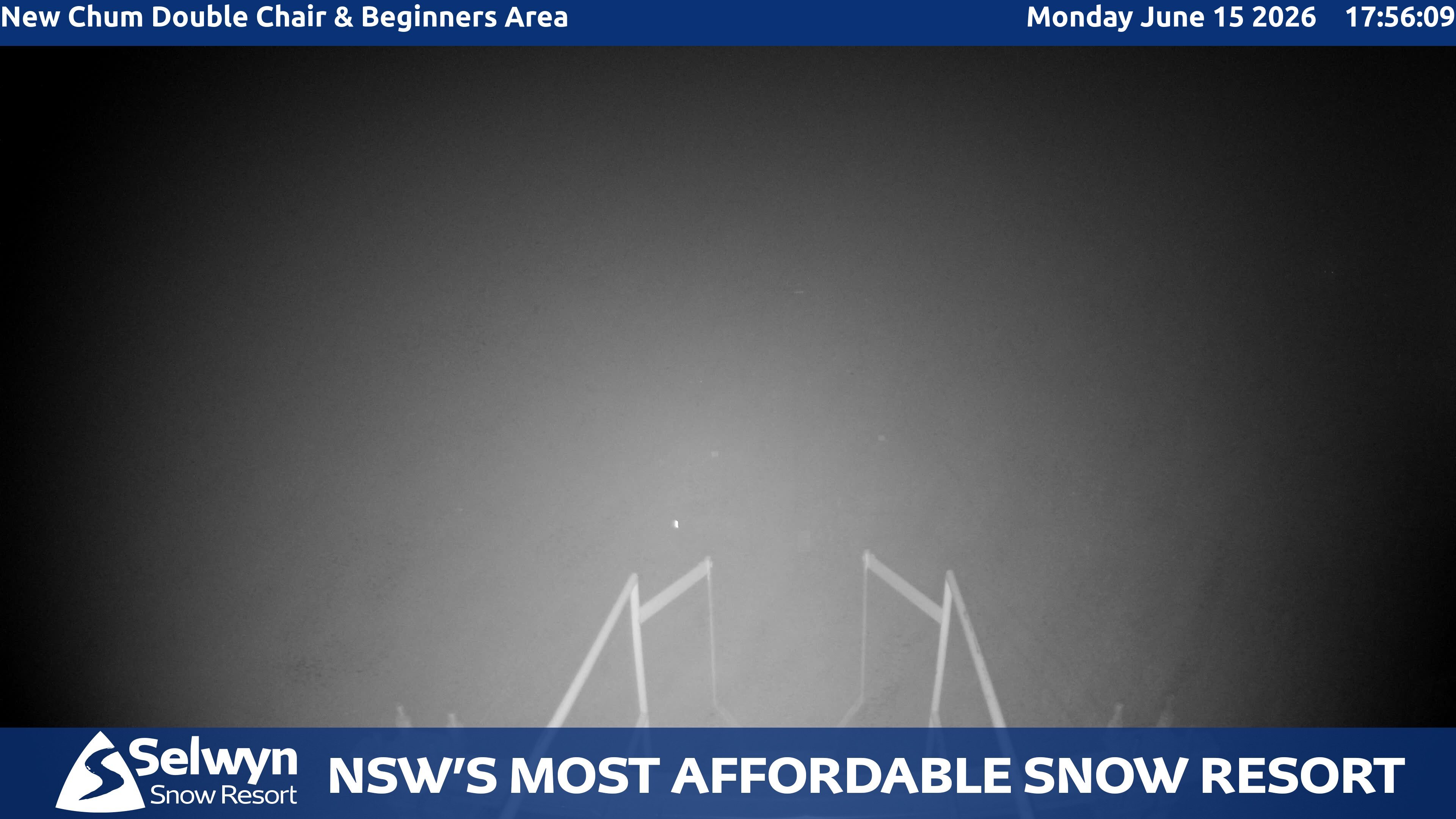 Selwyn Snow Resort New Chum Double Chair and Beginners Area snow cam captured at 15 June 2026 at 5:59 pm AEST