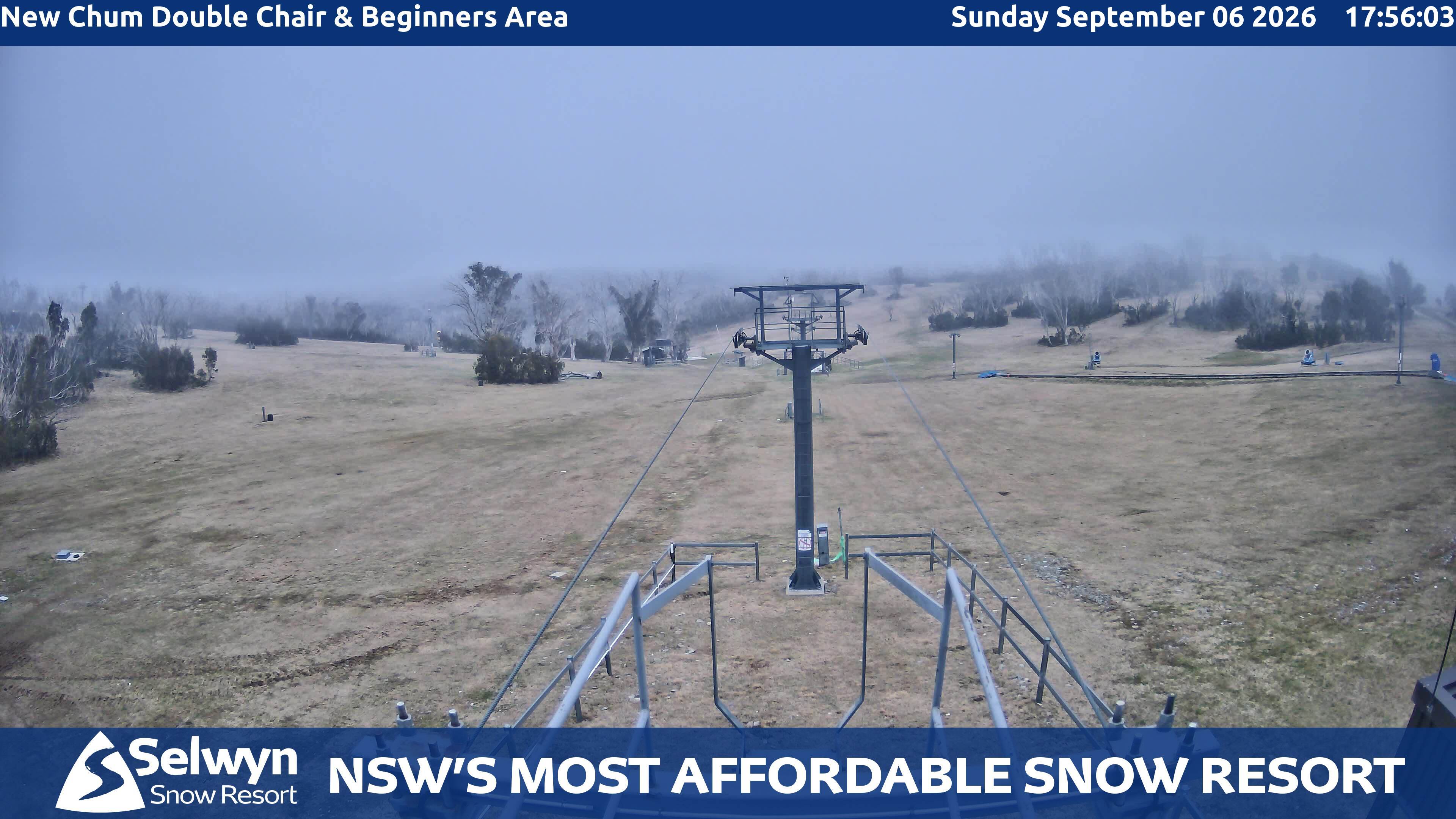 Selwyn Snow Resort New Chum Double Chair and Beginners Area snow cam captured at 6 September 2026 at 5:57 pm AEST
