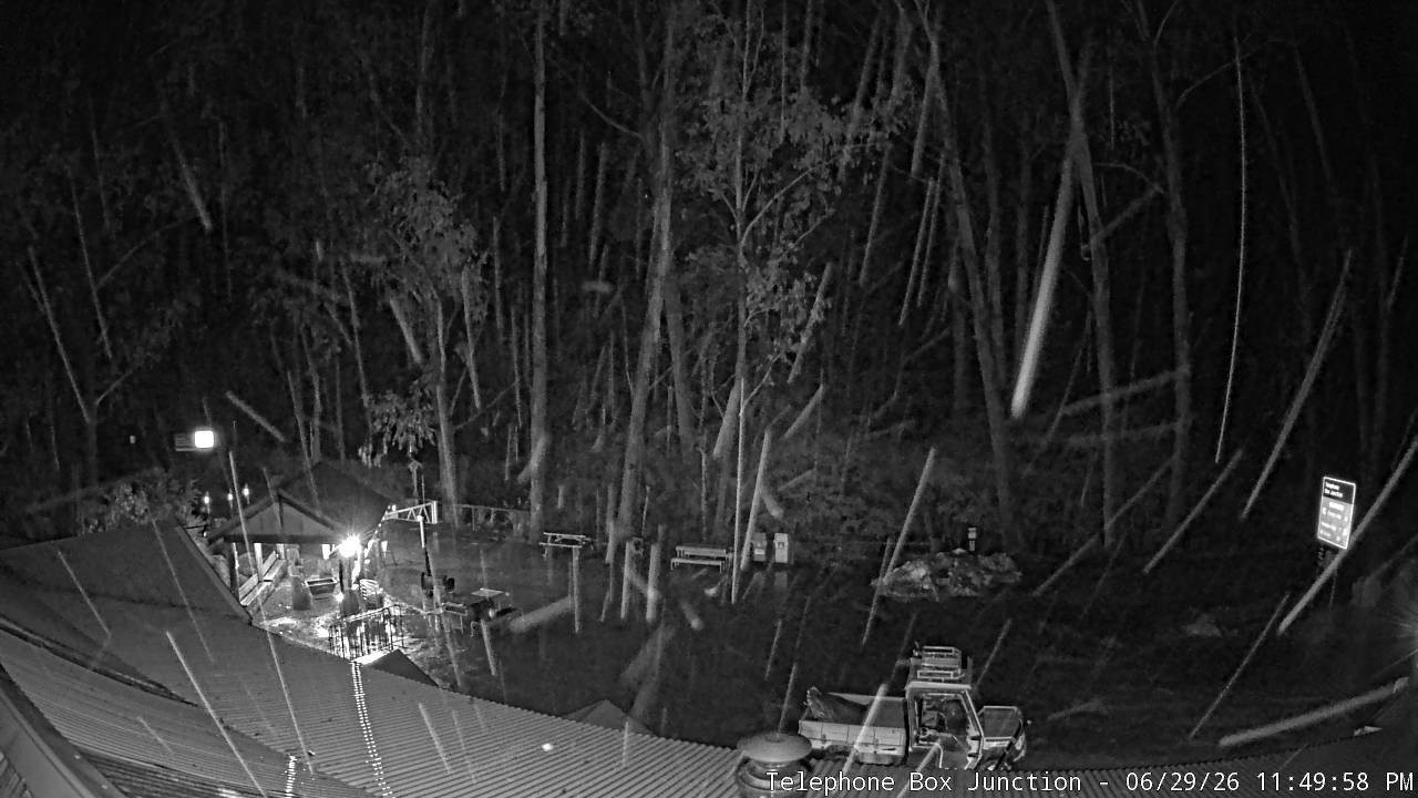 Mt Stirling Telephone Box Junction snow cam captured at 29 June 2026 at 11:53 pm AEST