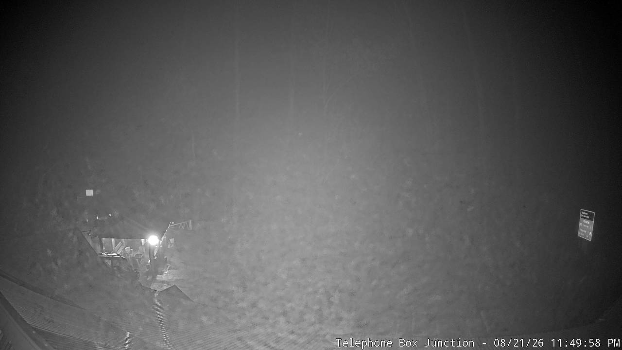 Mt Stirling Telephone Box Junction snow cam captured at 21 August 2026 at 11:50 pm AEST