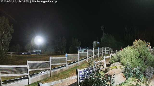 Lake Mountain Mini Toboggan Run snow cam captured at 11 June 2026 at 11:56 pm AEST