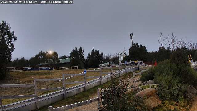 Lake Mountain Mini Toboggan Run snow cam captured at 15 June 2026 at 9:25 pm AEST