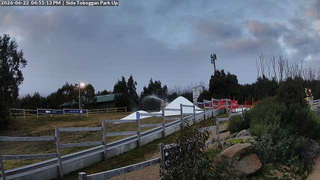 Lake Mountain Mini Toboggan Run snow cam captured at 22 June 2026 at 4:58 pm AEST