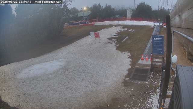 Lake Mountain Mini Toboggan Run snow cam captured at 22 August 2026 at 4:55 pm AEST