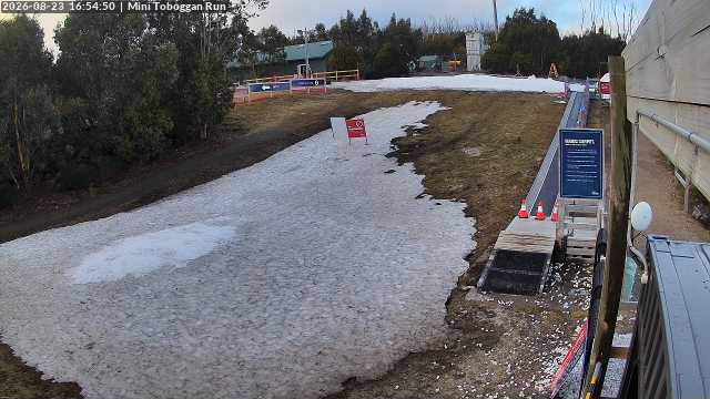 Lake Mountain Mini Toboggan Run snow cam captured at 23 August 2026 at 4:55 pm AEST