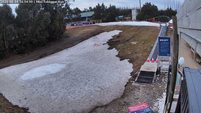Lake Mountain Mini Toboggan Run snow cam captured at 24 August 2026 at 4:55 pm AEST