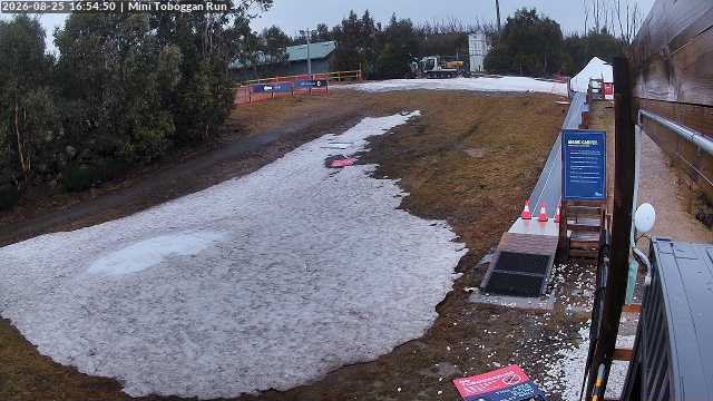 Lake Mountain Mini Toboggan Run snow cam captured at 25 August 2026 at 4:55 pm AEST