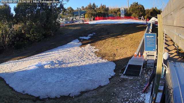Lake Mountain Mini Toboggan Run snow cam captured at 27 August 2026 at 4:55 pm AEST