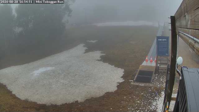 Lake Mountain Mini Toboggan Run snow cam captured at 28 August 2026 at 4:55 pm AEST