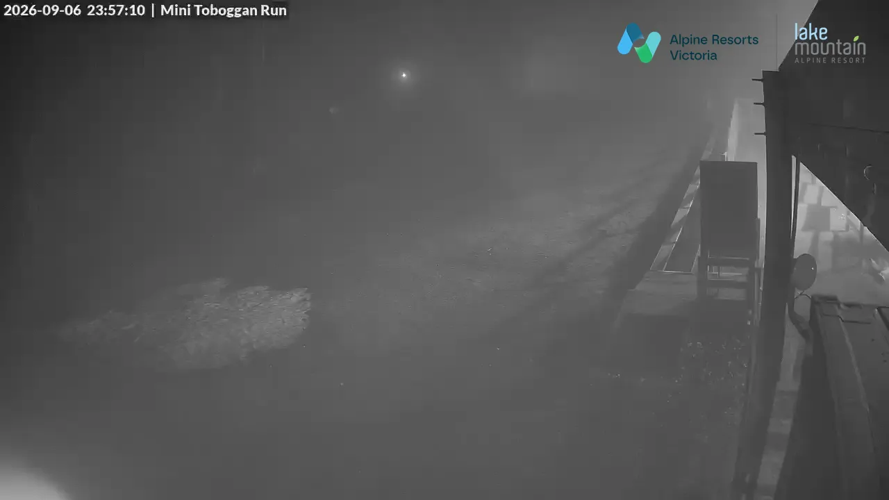 Lake Mountain Mini Toboggan Run snow cam captured at 6 September 2026 at 11:59 pm AEST