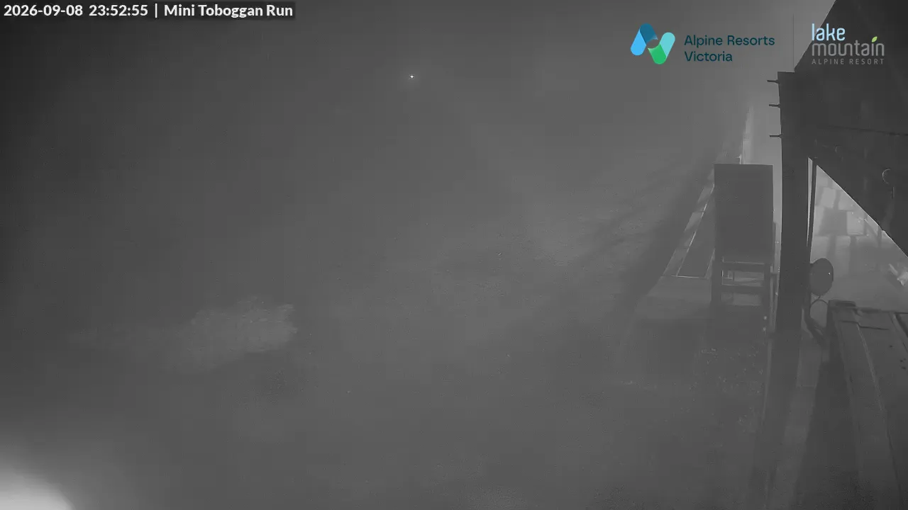 Lake Mountain Mini Toboggan Run snow cam captured at 8 September 2026 at 11:54 pm AEST