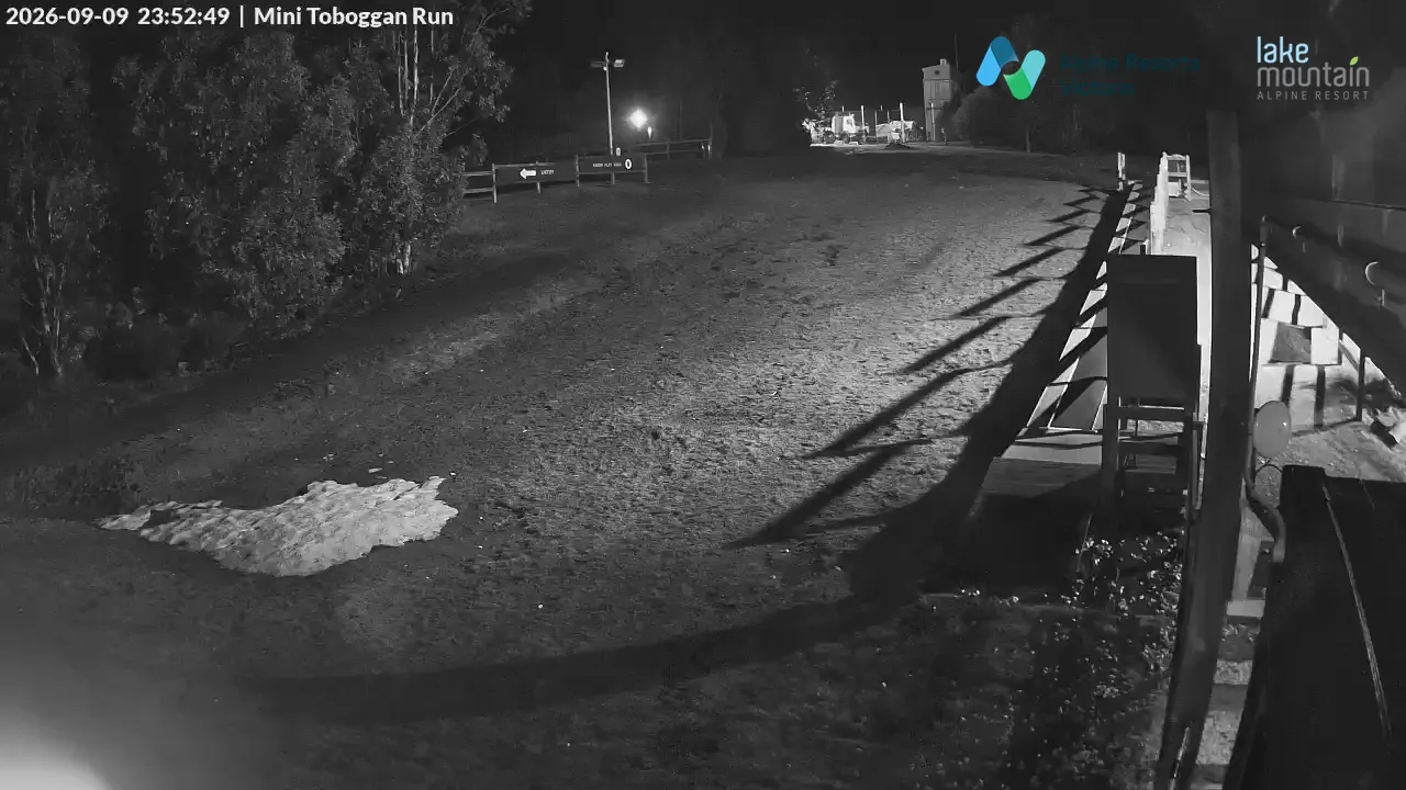Lake Mountain Mini Toboggan Run snow cam captured at 9 September 2026 at 11:54 pm AEST