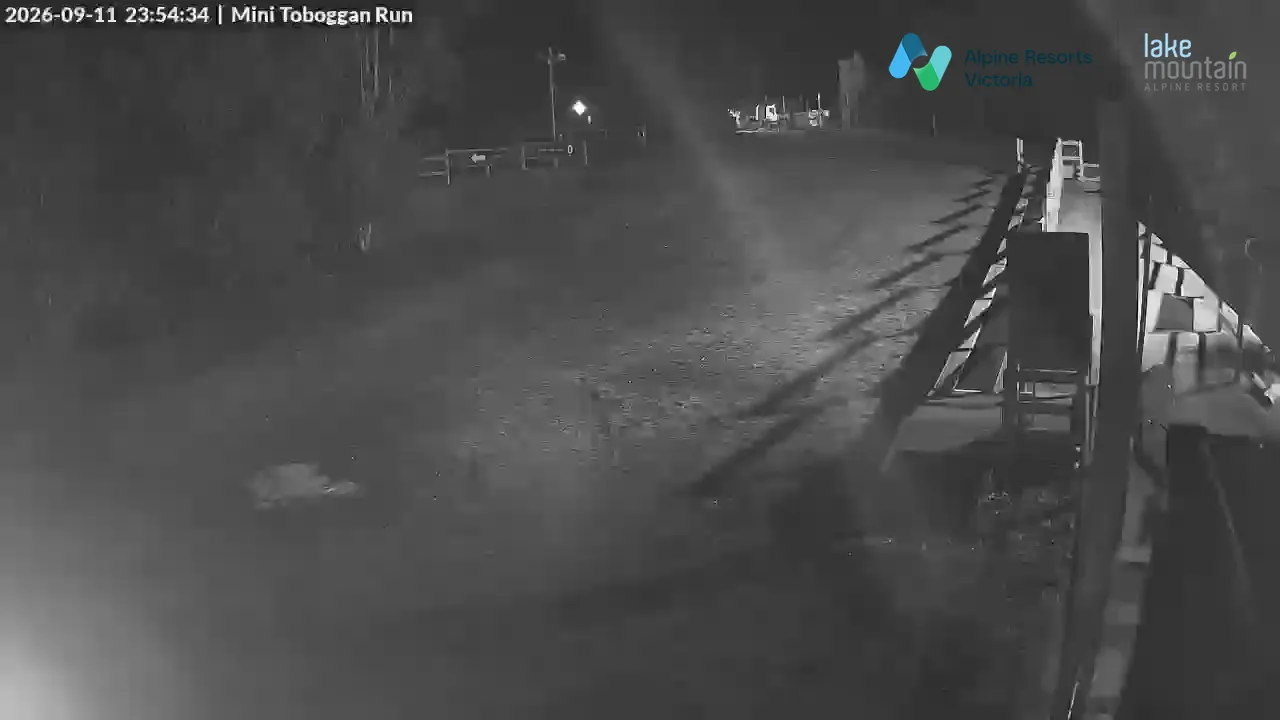 Lake Mountain Mini Toboggan Run snow cam captured at 11 September 2026 at 11:55 pm AEST