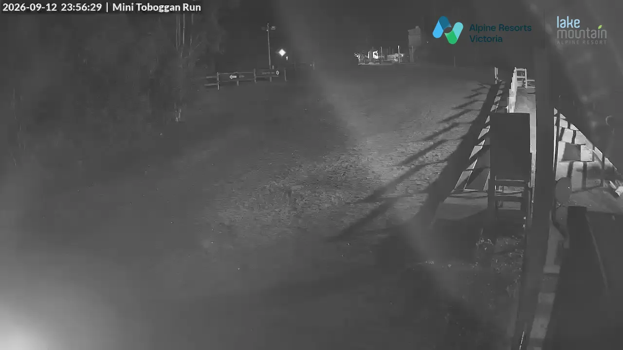 Lake Mountain Mini Toboggan Run snow cam captured at 12 September 2026 at 11:56 pm AEST