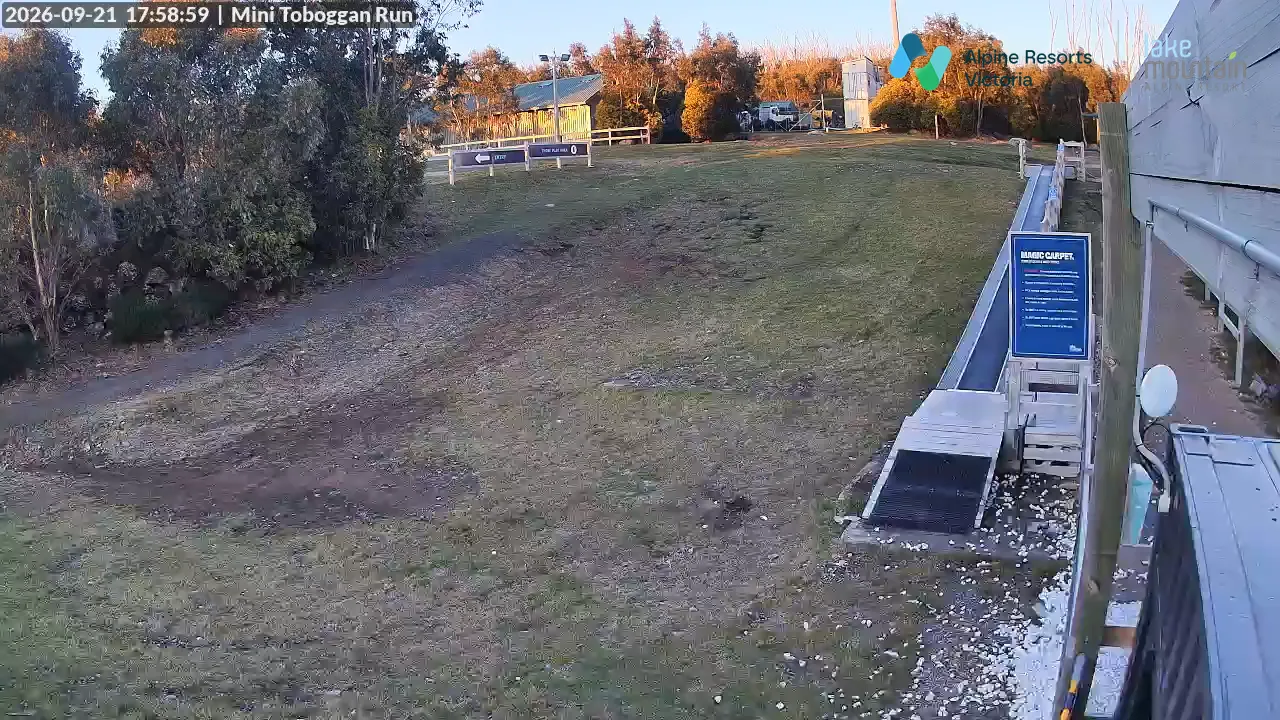Lake Mountain Mini Toboggan Run snow cam captured at 21 September 2026 at 6:03 pm AEST