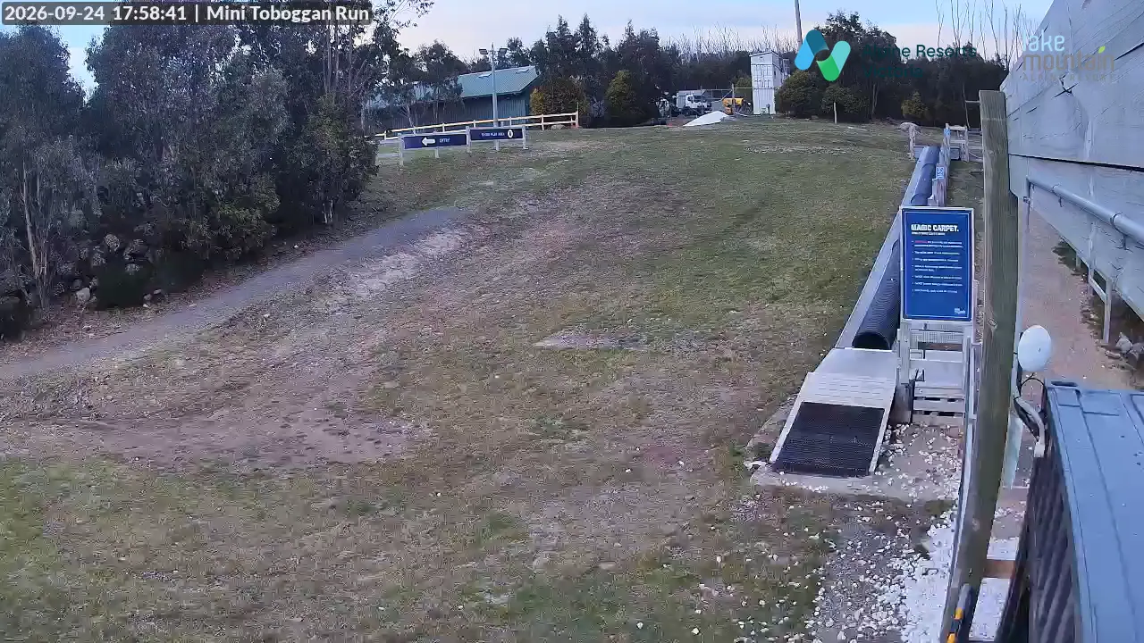 Lake Mountain Mini Toboggan Run snow cam captured at 24 September 2026 at 6:01 pm AEST