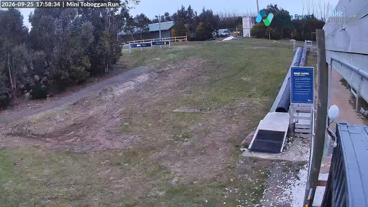 Lake Mountain Mini Toboggan Run snow cam captured at 25 September 2026 at 5:59 pm AEST