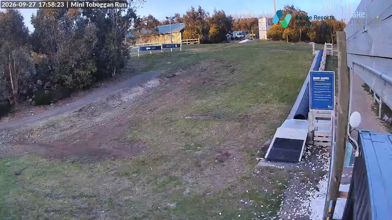 Lake Mountain Mini Toboggan Run snow cam captured at 27 September 2026 at 6:20 pm AEST