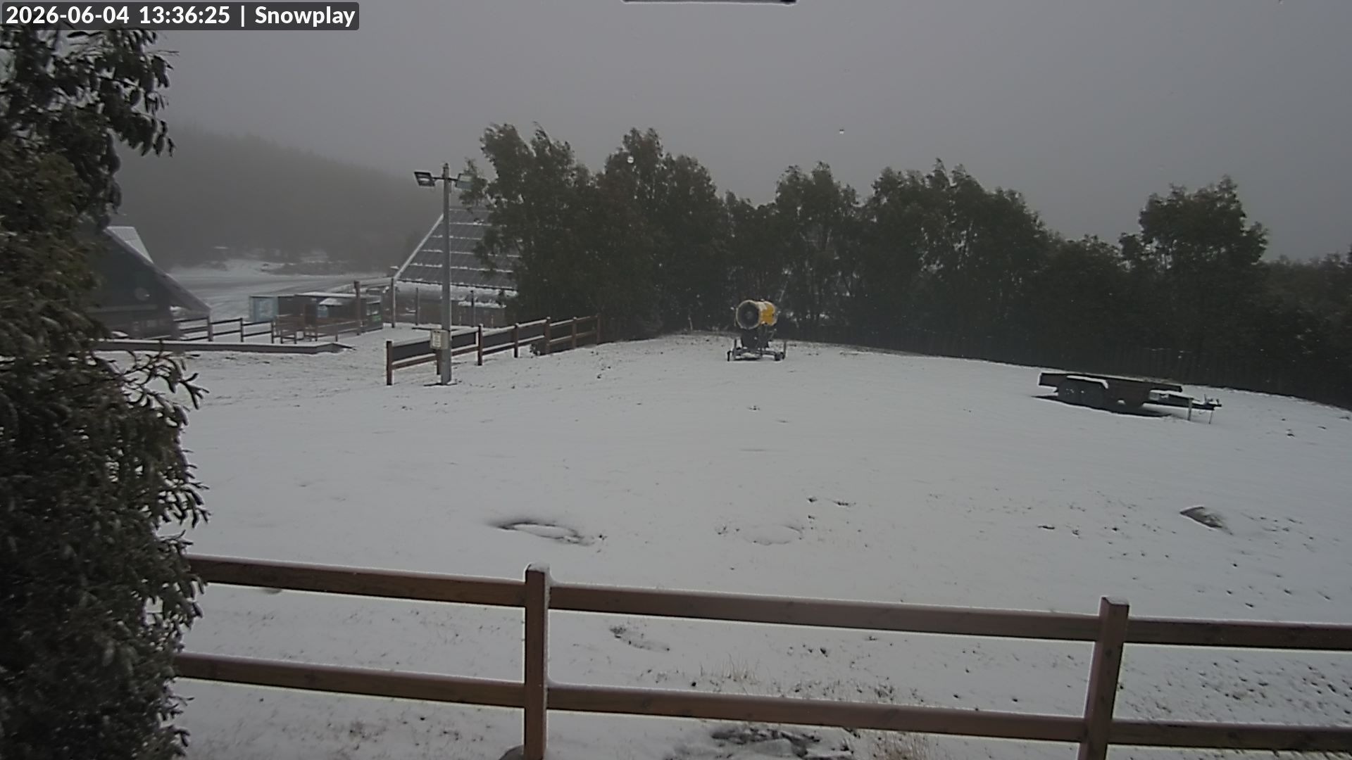 Lake Mountain Village Toboggan Run snow cam captured at 9 June 2026 at 11:52 pm AEST