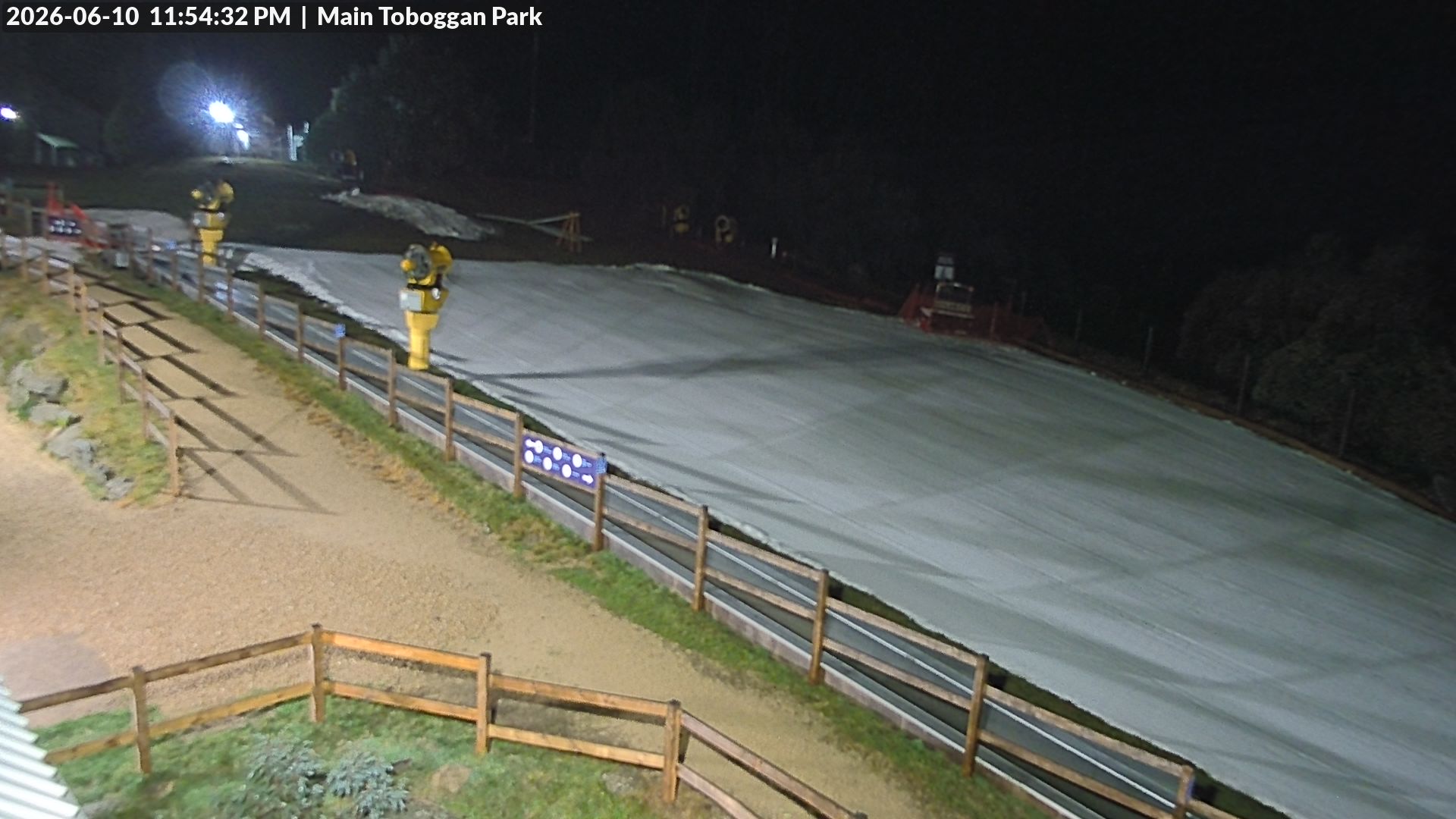 Lake Mountain Village Toboggan Run snow cam captured at 10 June 2026 at 11:56 pm AEST