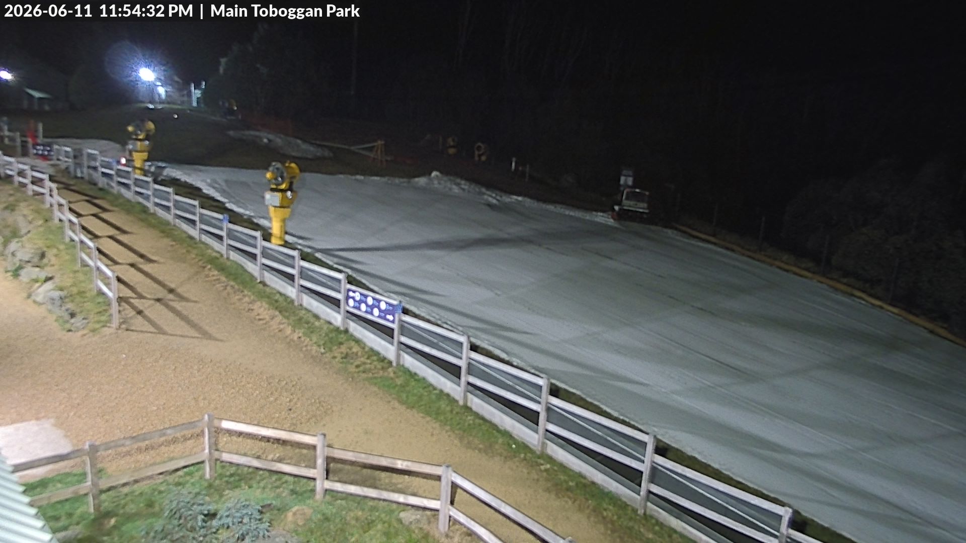 Lake Mountain Village Toboggan Run snow cam captured at 11 June 2026 at 11:56 pm AEST